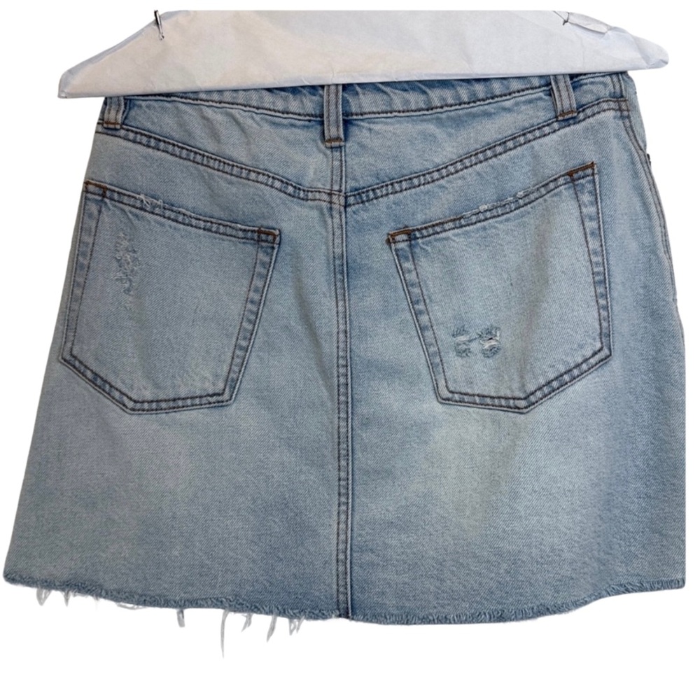 We The Free Distressed Button-Front Cotton Denim Mini Skirt – Size 27 - Picture 2 of 5